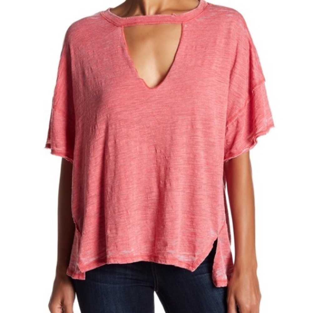 We The Free by Free People red “Jordan” burnout choker tee XS